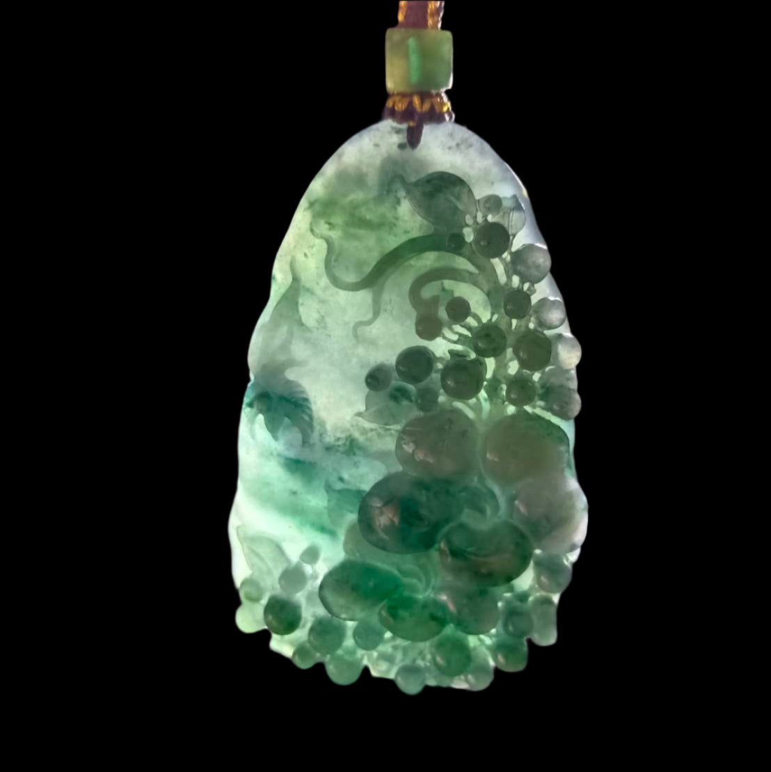 #1030 GIA Certified Type A Jadeite Flowers Pendant