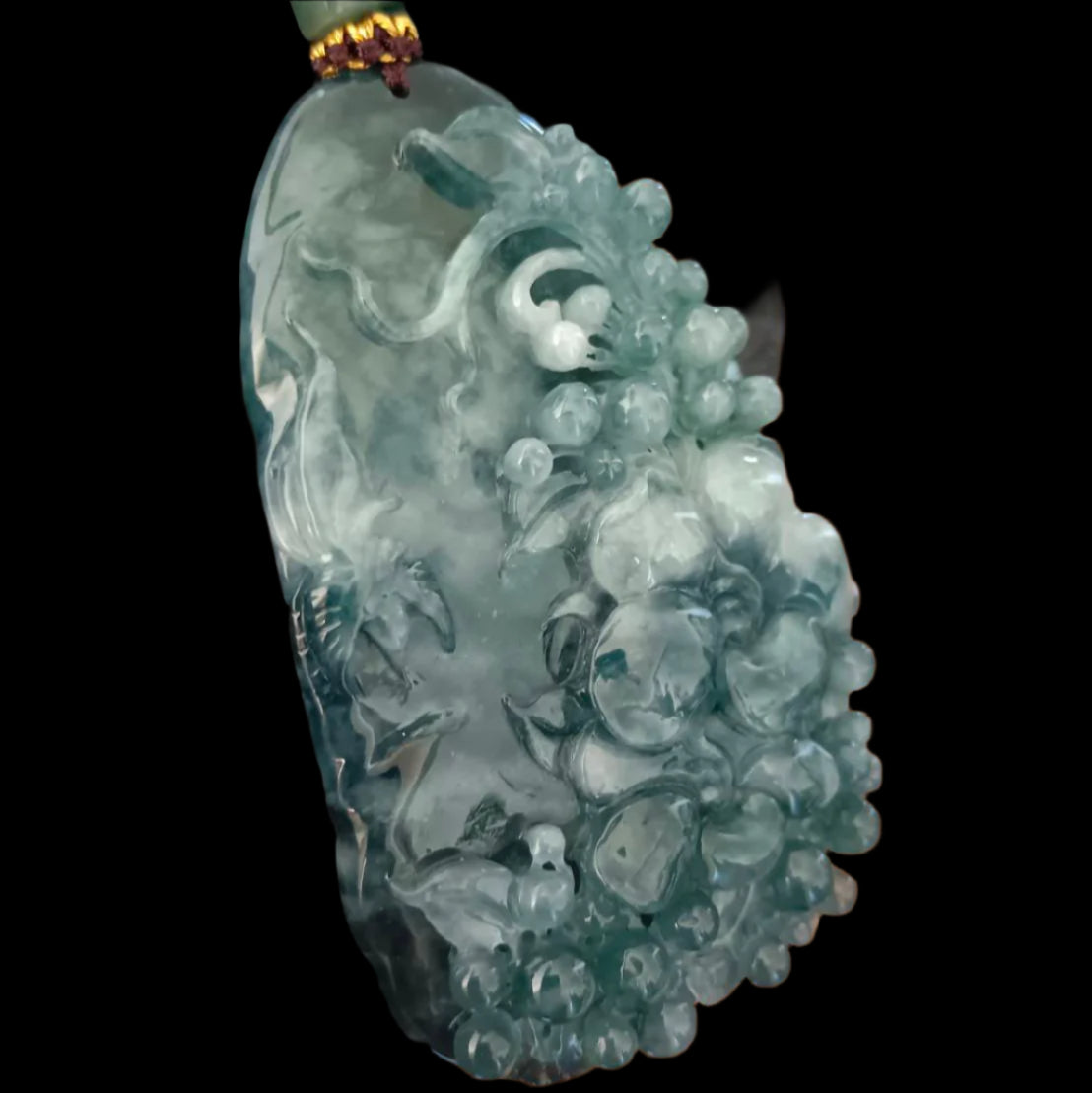 #1030 GIA Certified Type A Jadeite Flowers Pendant