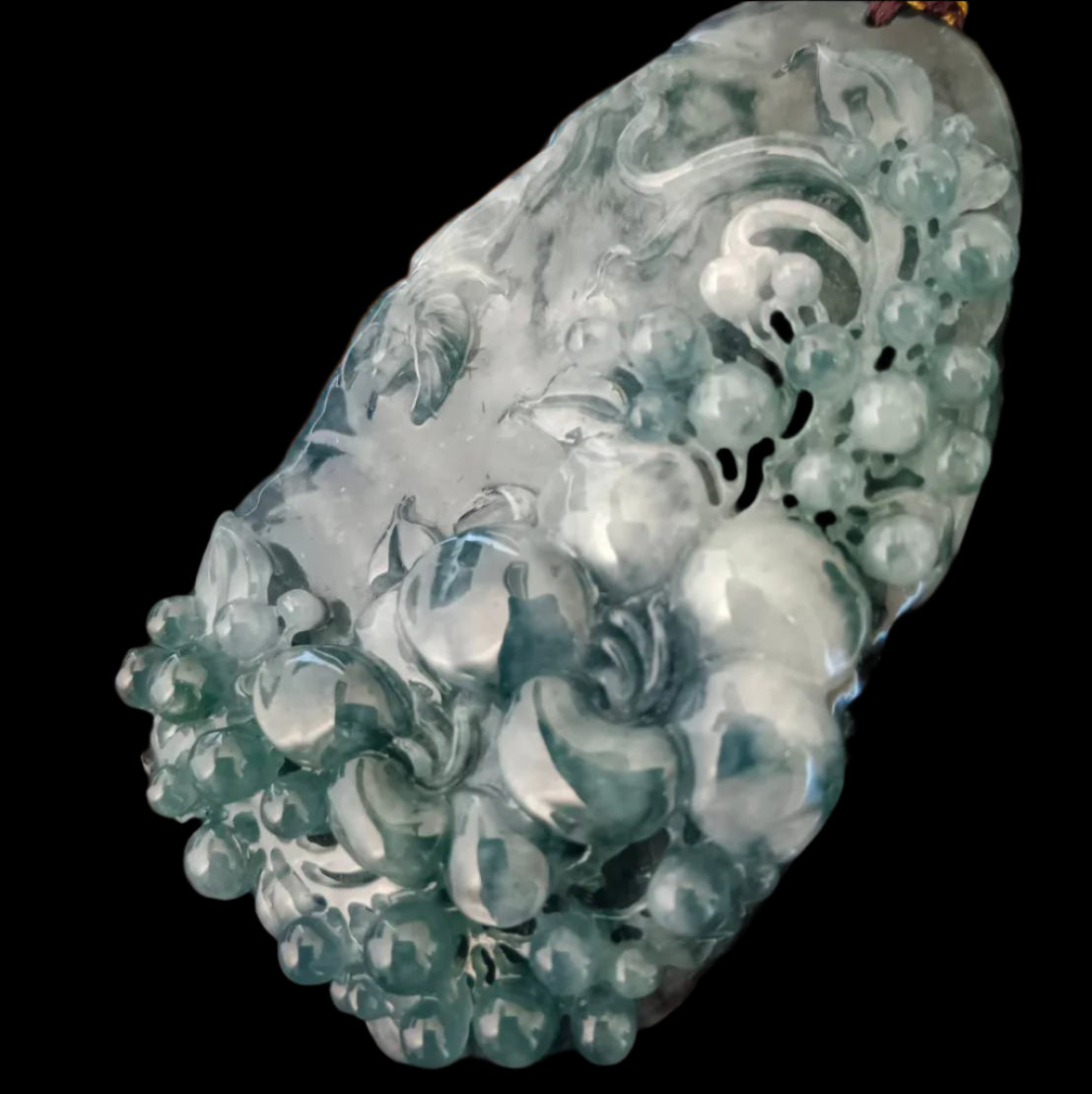 #1030 GIA Certified Type A Jadeite Flowers Pendant