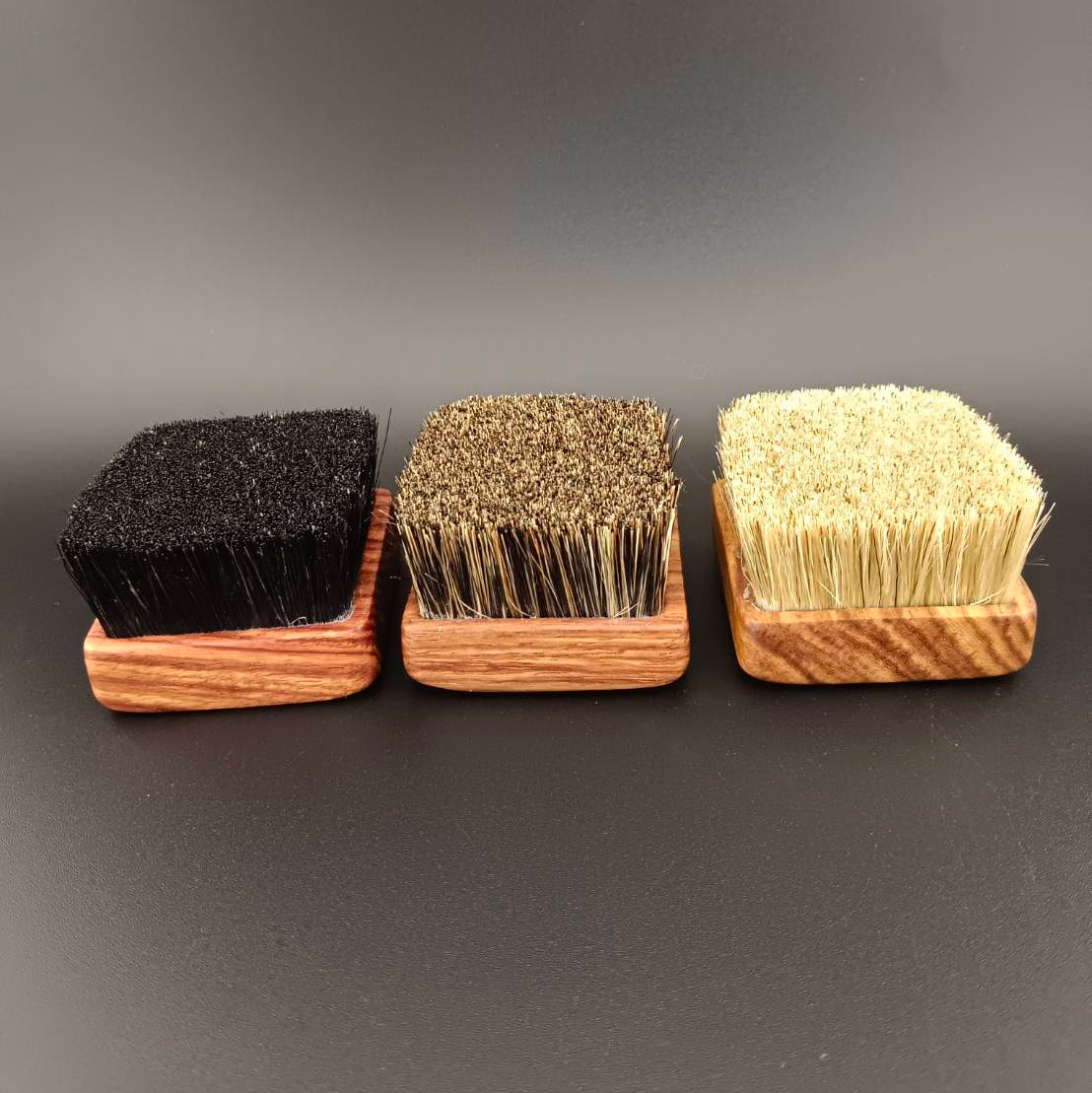 #1033 Rosewood Square Boar Bristles Brush Set – White, Black & Wild Boar Bristles (3-Piece Set)