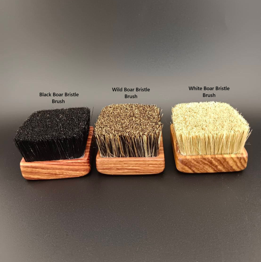 #1033 Rosewood Square Boar Bristles Brush Set – White, Black & Wild Boar Bristles (3-Piece Set)