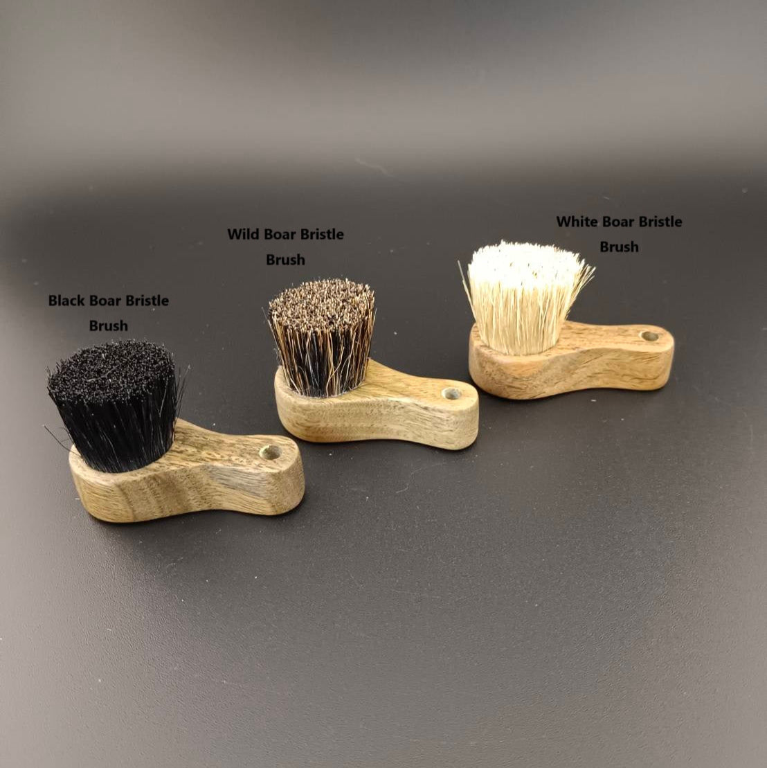 #1035 Small Green Sandalwood Brush Set – White, Black & Wild Boar Bristles (3-Piece Set)