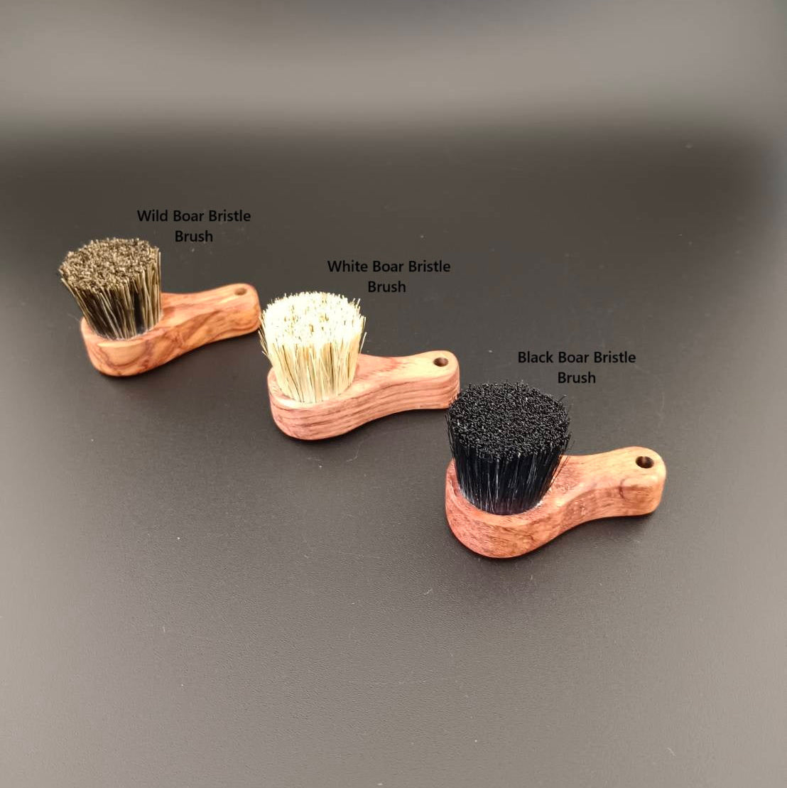 #1034 Mini Rosewood Boar Bristles Brush Set – White, Black, and Wild Boar Bristles (3-Piece Set)