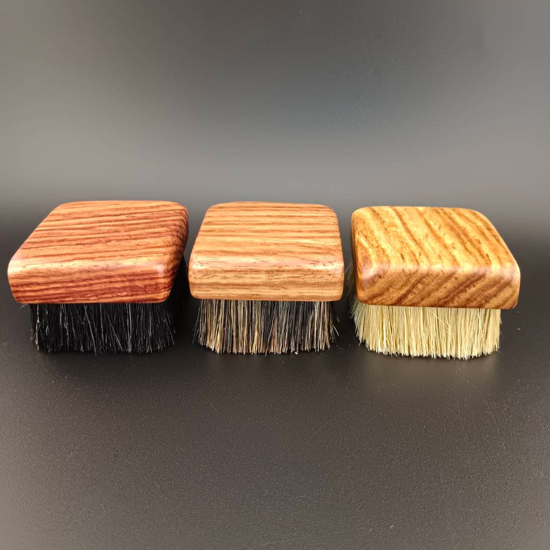 #1033 Rosewood Square Boar Bristles Brush Set – White, Black & Wild Boar Bristles (3-Piece Set)