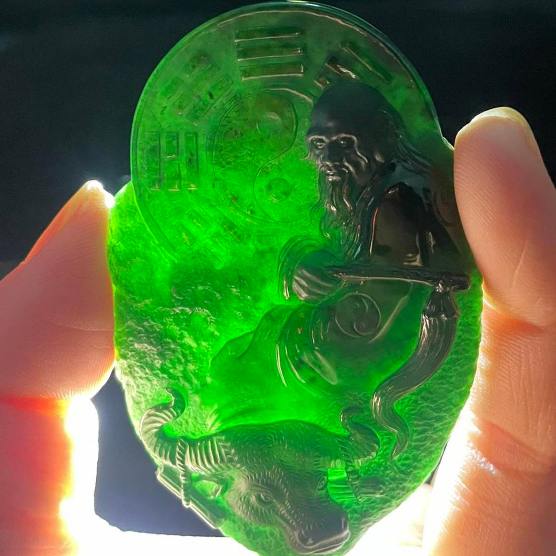 PO6 Omphacite Jadeite Fei Cui Laozi Pendant