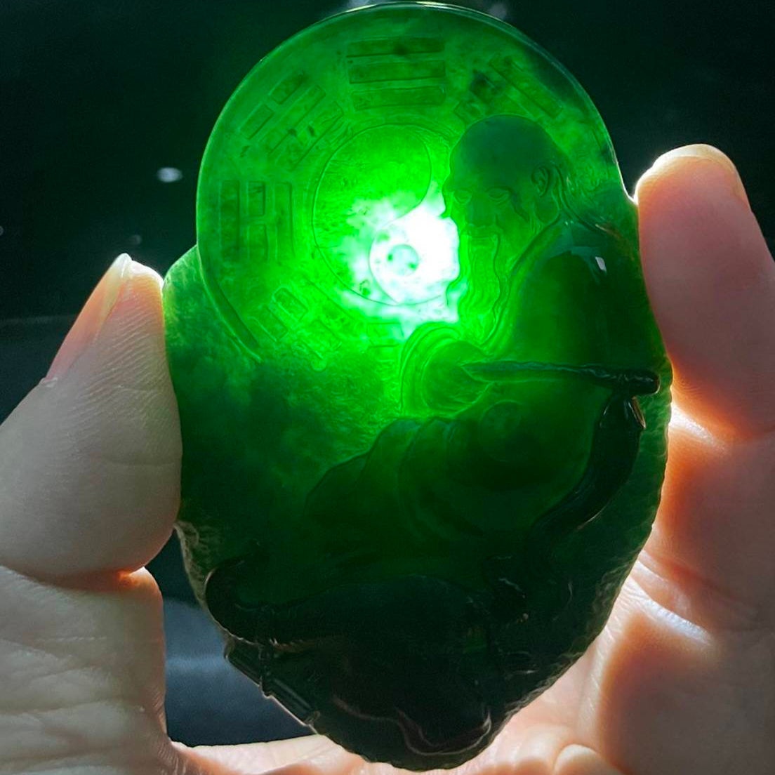 PO6 Omphacite Jadeite Fei Cui Laozi Pendant