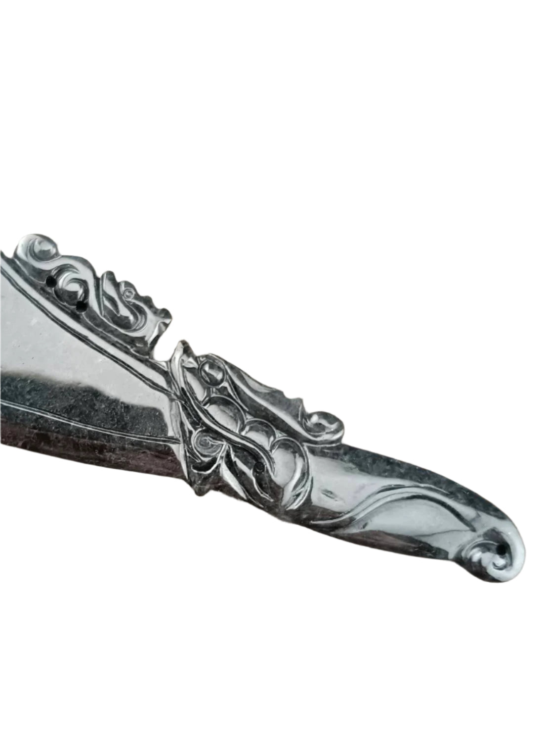 #948 & #949 Black Burmese Jadeite Carved Dragon Broadsword Pendants