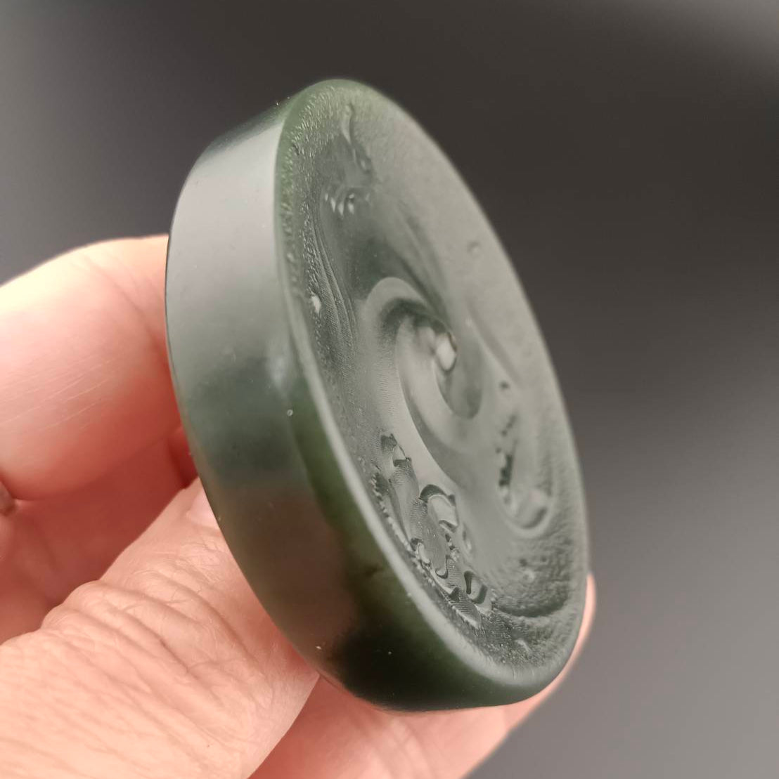 #1054 Natural Green Hetian Nephrite, Twin Koi & Lotus Incense Holder