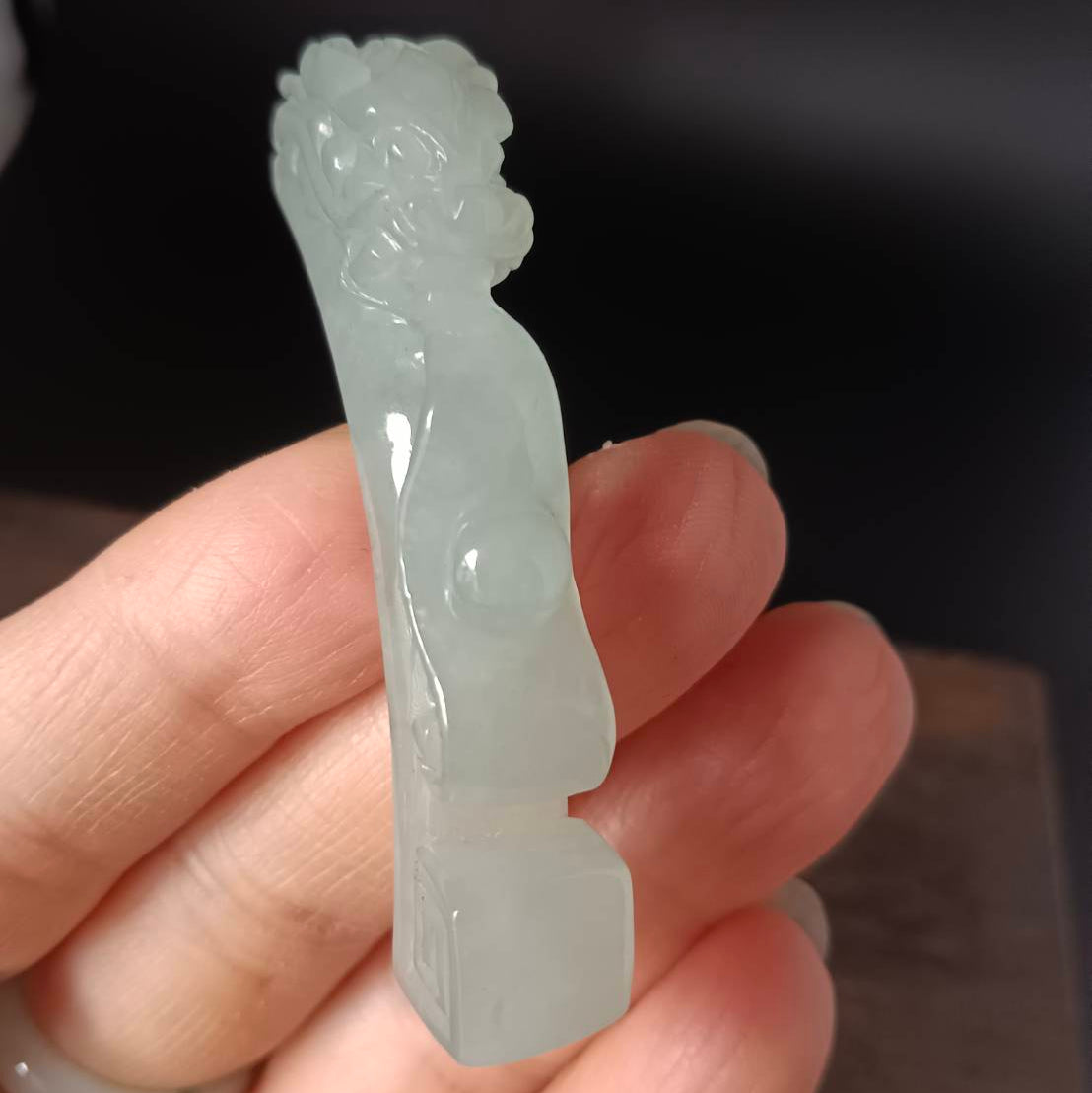 #1053 Natural Burmese Jadeite Dragon Hook / Dragon Ruyi Pendant/Bracelet/Ornament