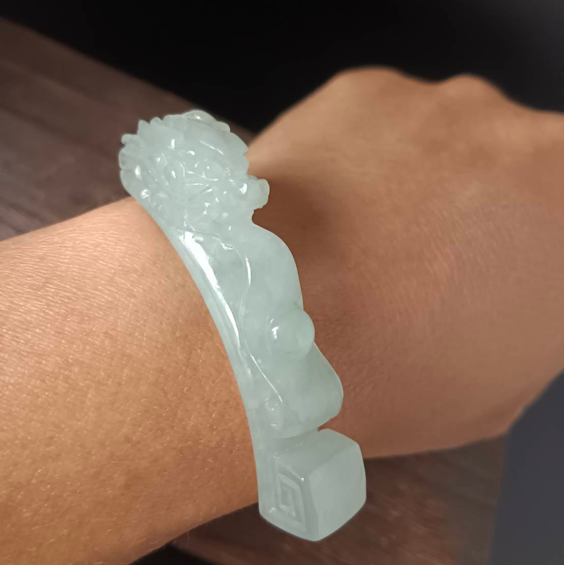 #1053 Natural Burmese Jadeite Dragon Hook / Dragon Ruyi Pendant/Bracelet/Ornament