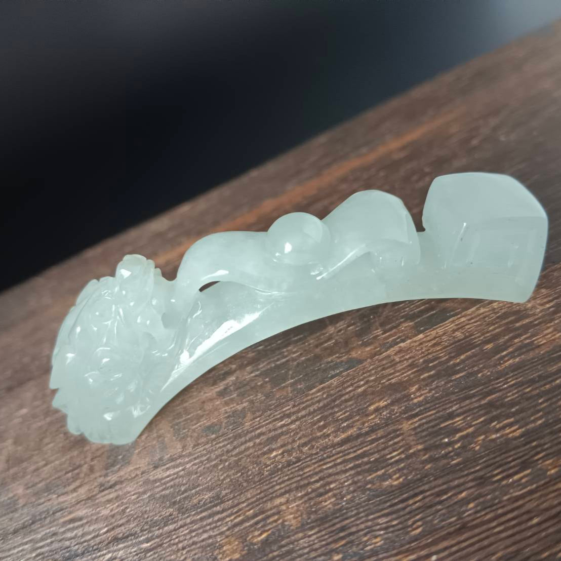 #1053 Natural Burmese Jadeite Dragon Hook / Dragon Ruyi Pendant/Bracelet/Ornament