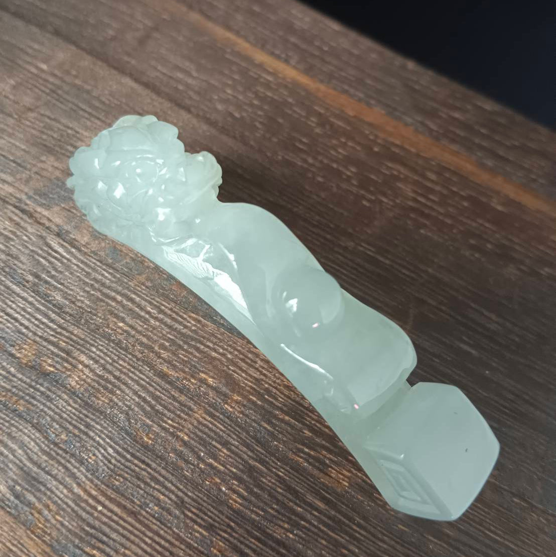 #1053 Natural Burmese Jadeite Dragon Hook / Dragon Ruyi Pendant/Bracelet/Ornament