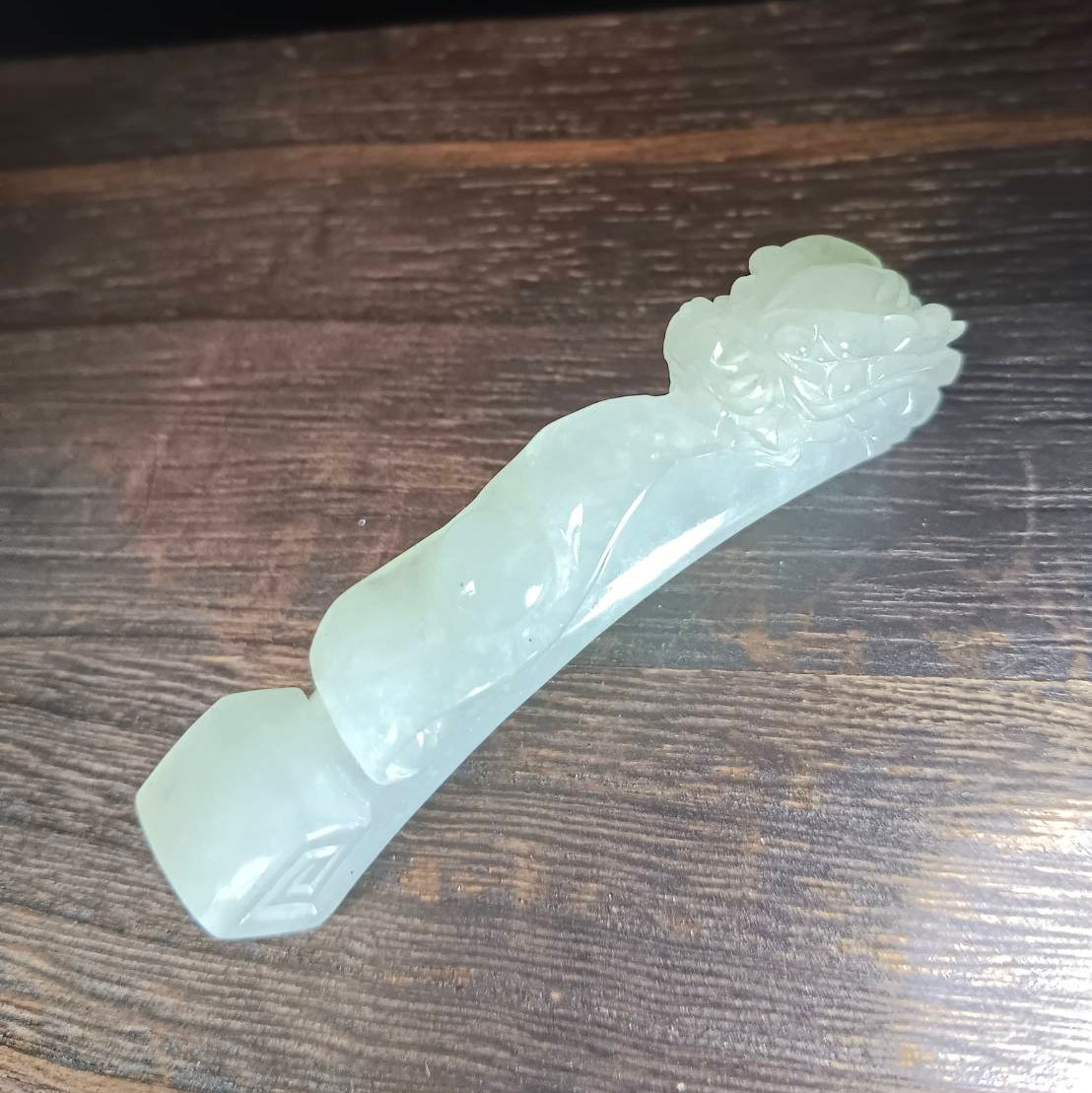 #1053 Natural Burmese Jadeite Dragon Hook / Dragon Ruyi Pendant/Bracelet/Ornament