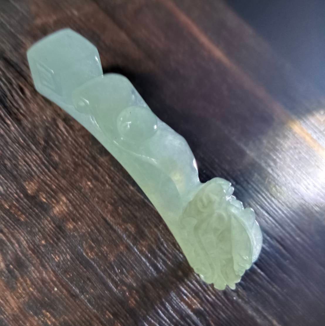 #1053 Natural Burmese Jadeite Dragon Hook / Dragon Ruyi Pendant/Bracelet/Ornament