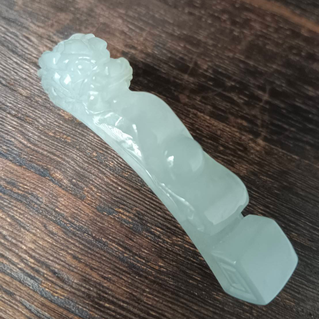 #1053 Natural Burmese Jadeite Dragon Hook / Dragon Ruyi Pendant/Bracelet/Ornament