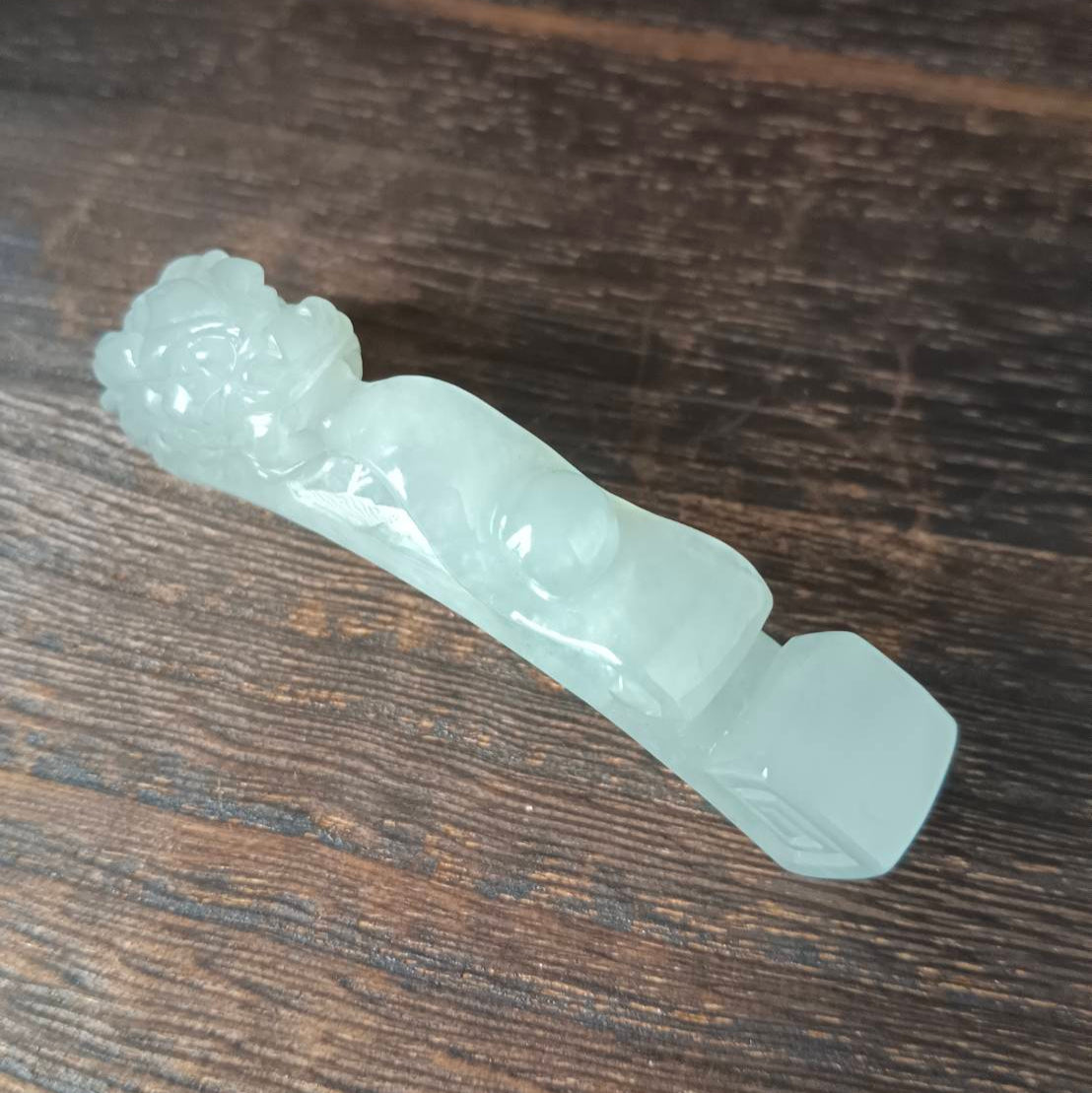 #1053 Natural Burmese Jadeite Dragon Hook / Dragon Ruyi Pendant/Bracelet/Ornament