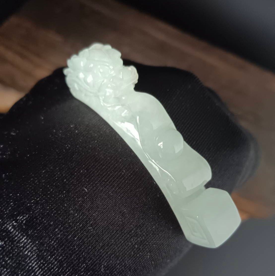 #1053 Natural Burmese Jadeite Dragon Hook / Dragon Ruyi Pendant/Bracelet/Ornament