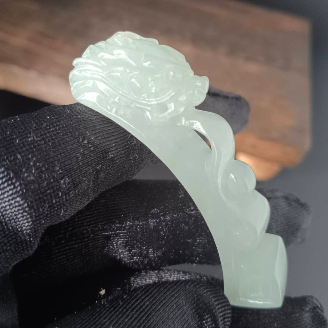 #1053 Natural Burmese Jadeite Dragon Hook / Dragon Ruyi Pendant/Bracelet/Ornament
