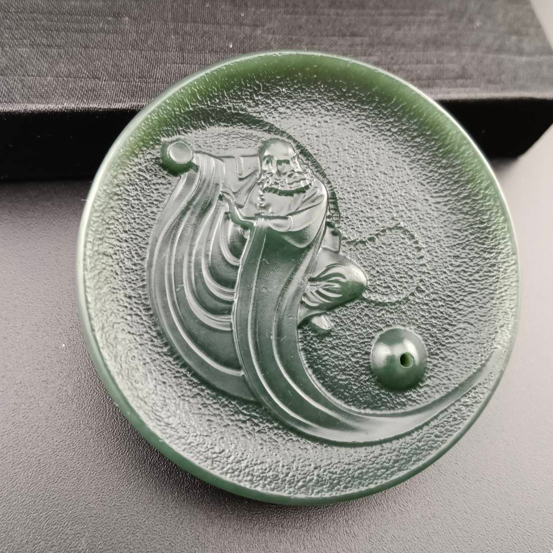 #1055 Hetian Jade Incense Holder, Bodhidharma in Stillness