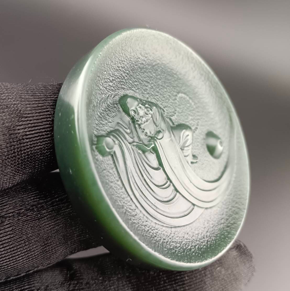 #1055 Hetian Jade Incense Holder, Bodhidharma in Stillness