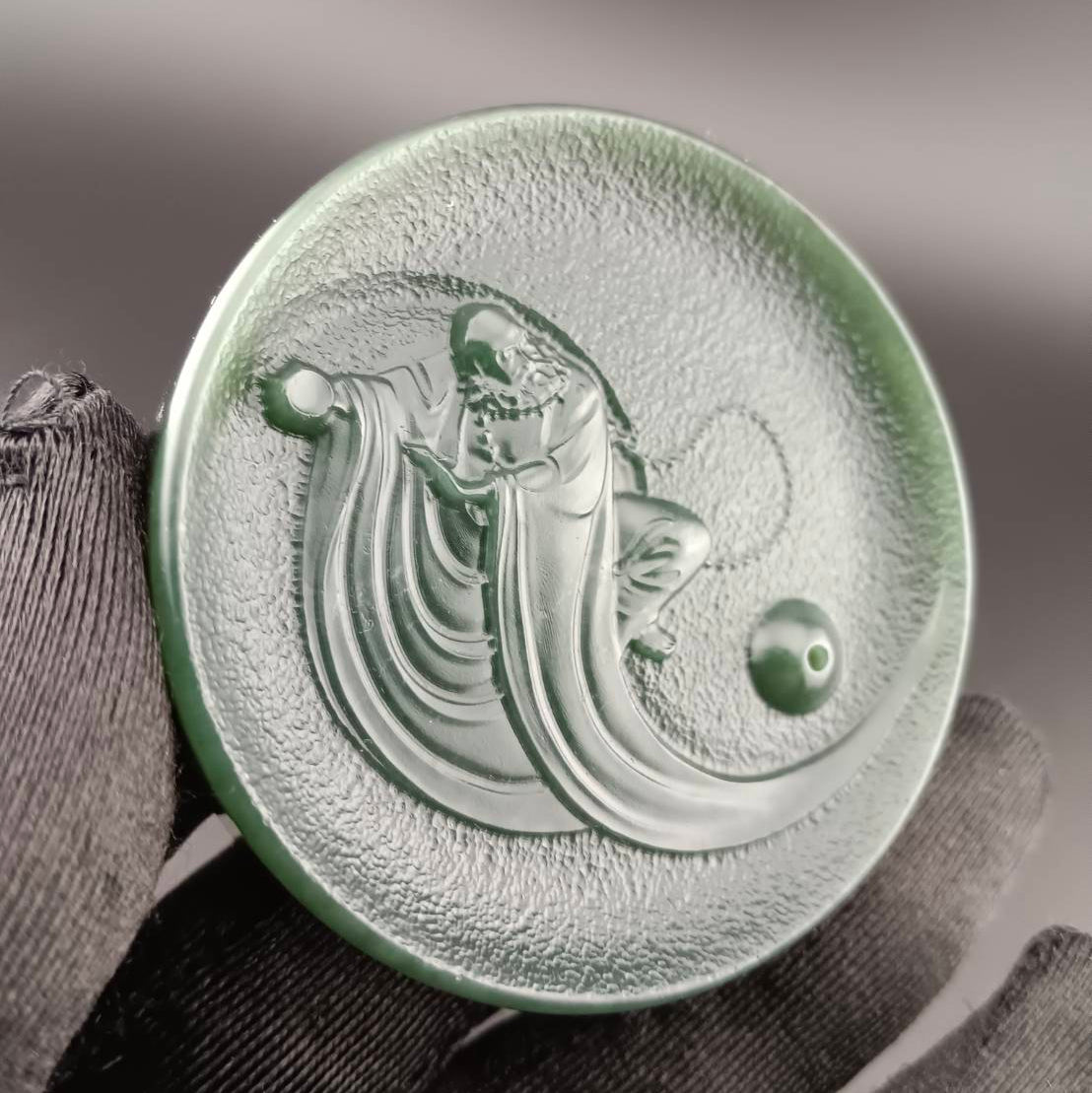 #1055 Hetian Jade Incense Holder, Bodhidharma in Stillness