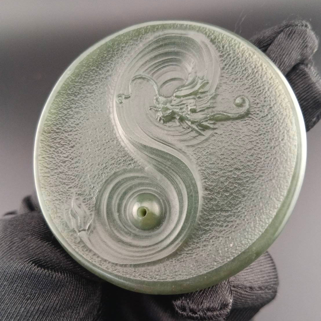 #1058 Natural Hetian Nephrite, Dragon Incense Holder