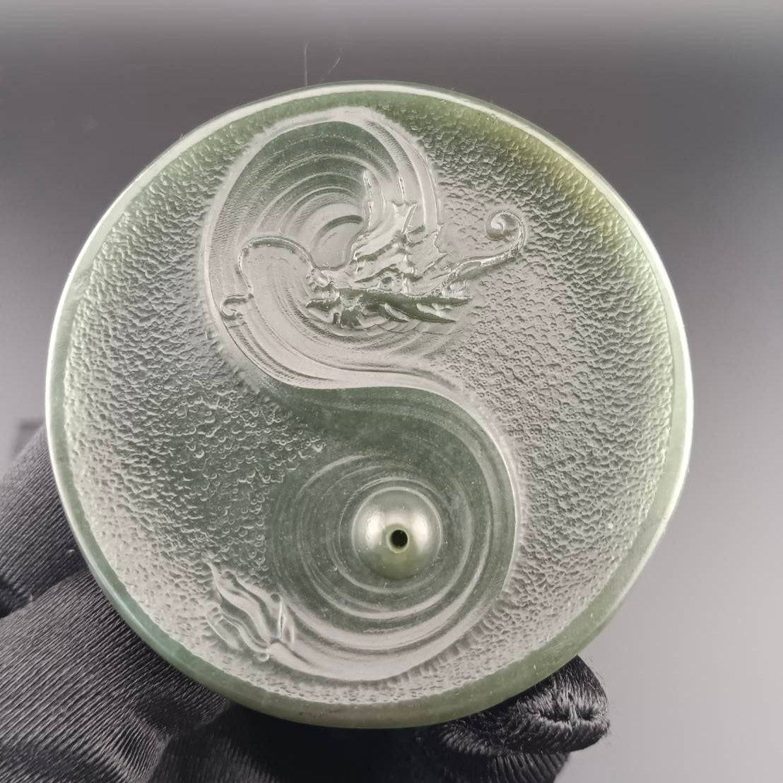 #1058 Natural Hetian Nephrite, Dragon Incense Holder