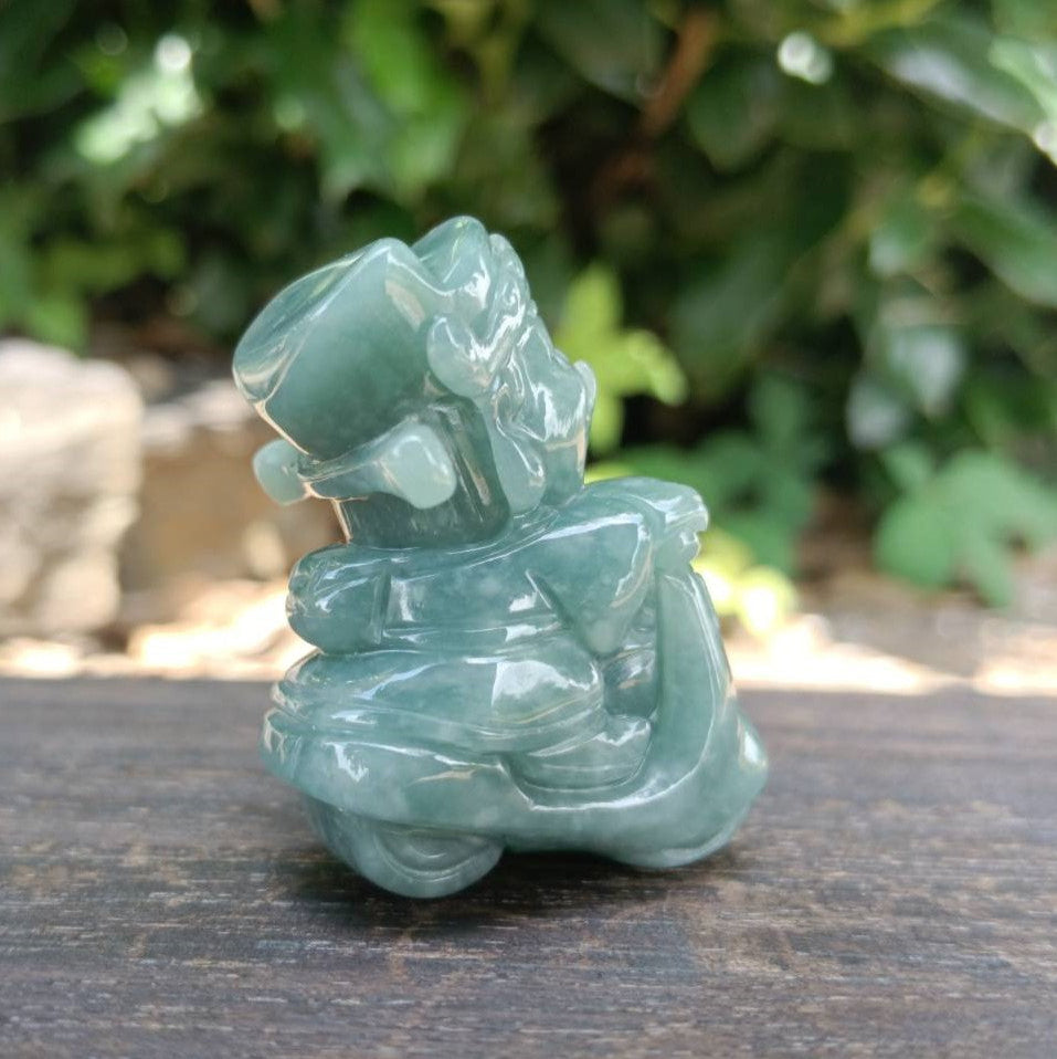 #1070 Guatemala Jadeite God of Wealth on Motorcycle