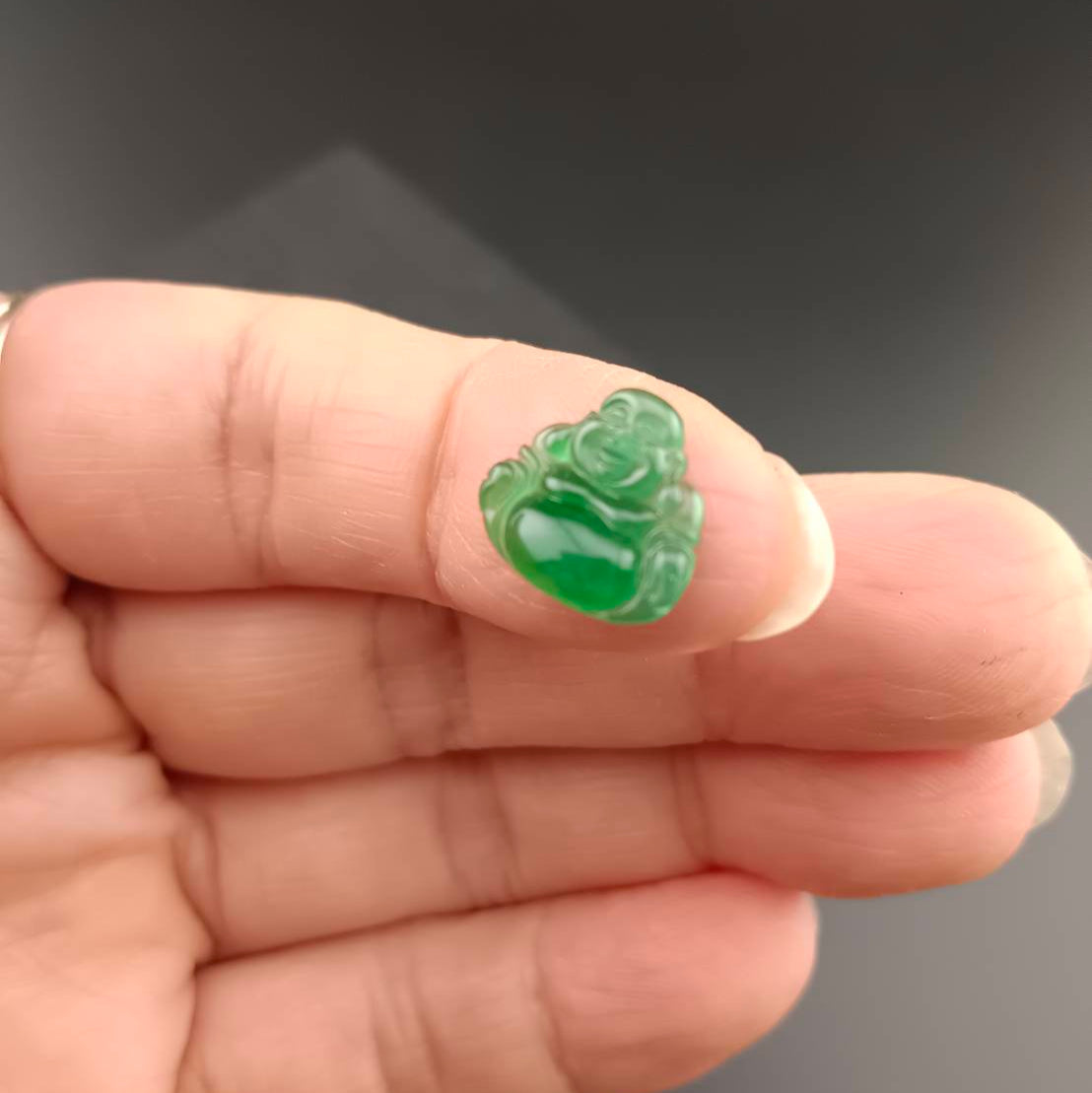 #1076 GIA Certified Type A Translucent Imperial Green Jadeite, Happy Buddha Cabochon