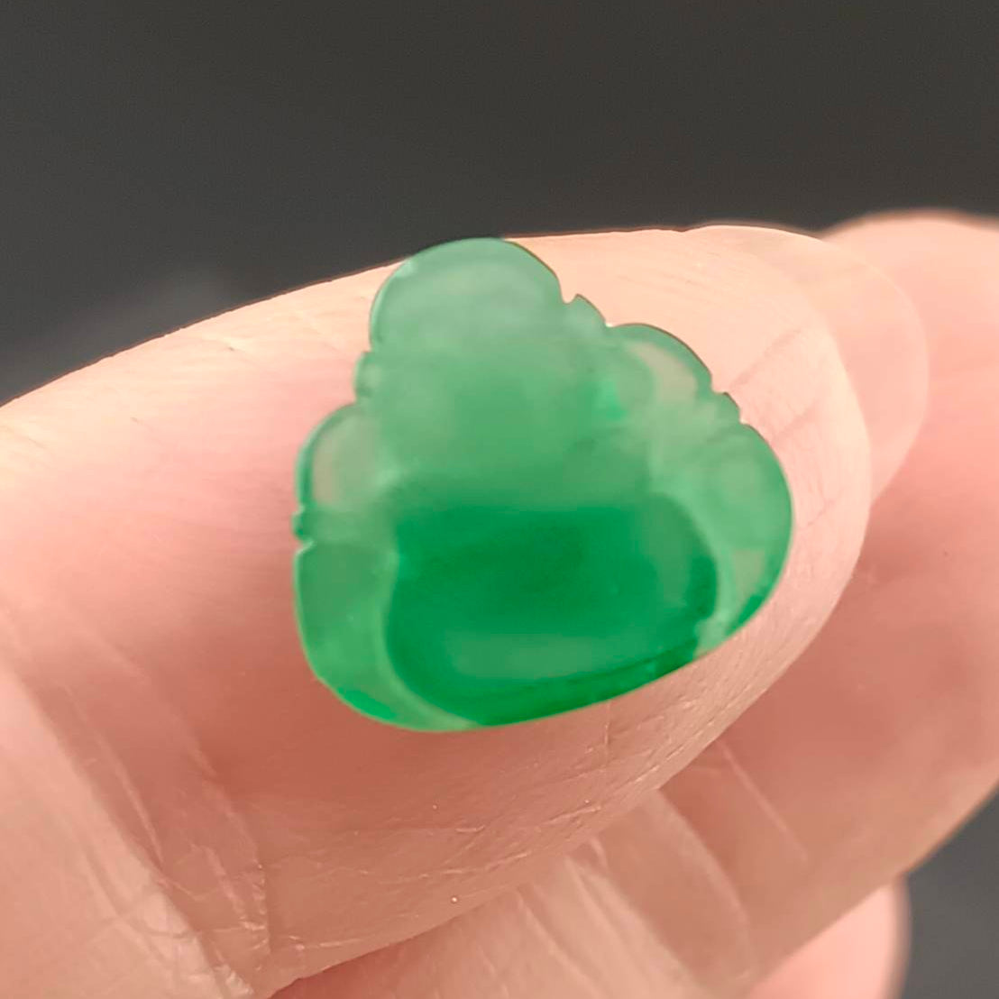 #1076 GIA Certified Type A Translucent Imperial Green Jadeite, Happy Buddha Cabochon