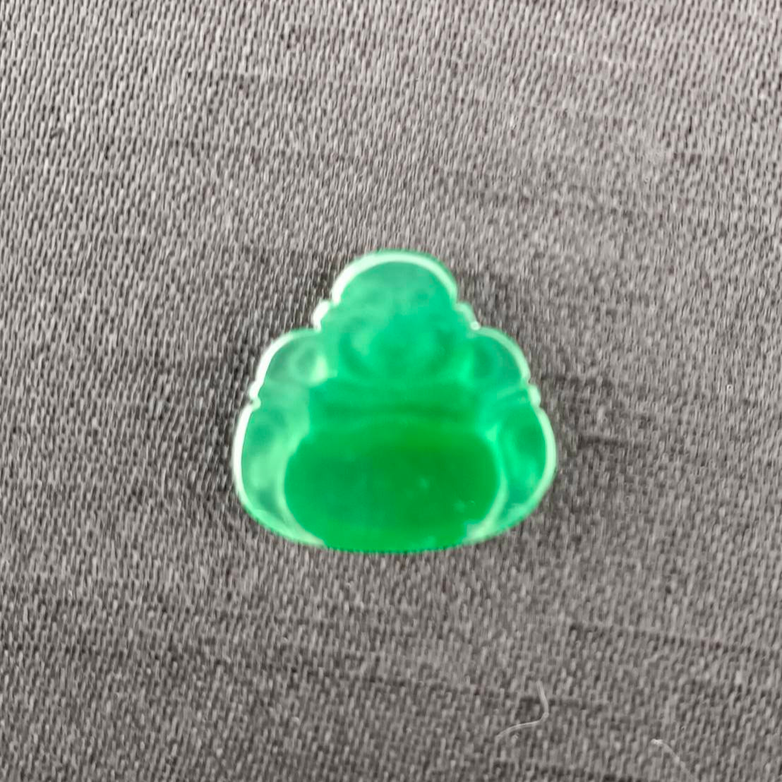 #1076 GIA Certified Type A Translucent Imperial Green Jadeite, Happy Buddha Cabochon