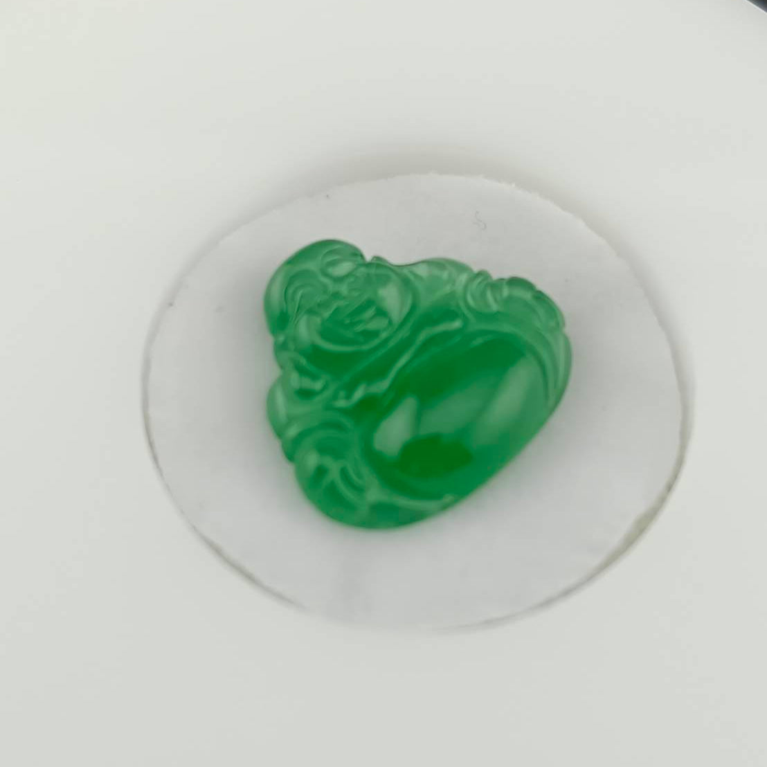 #1076 GIA Certified Type A Translucent Imperial Green Jadeite, Happy Buddha Cabochon