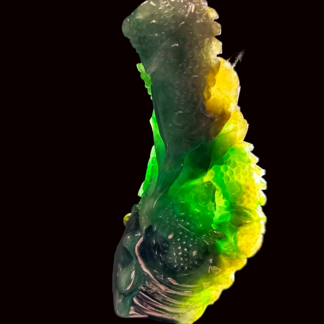 #1193 Tri-Color Burmese Jadeite Pendant – “Fishes Battling the Current”