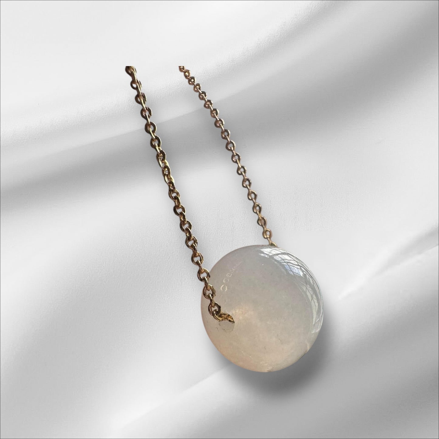 #847 AGL Certified Natural Semi-Transparent White Burma Jadeite, Rondelle Bead Necklace (15x12.7 mm)