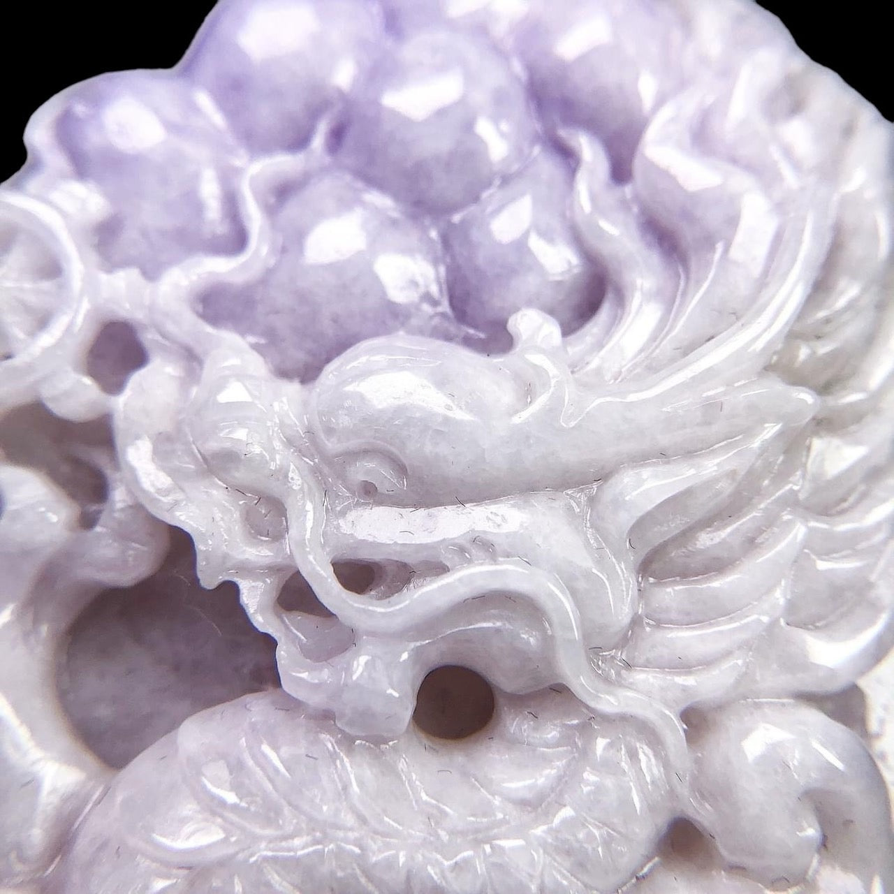 #615 Natural Lavender Burma Jadeite Dragon Pendant