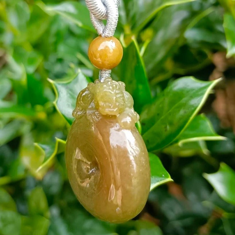 #10 Mason-Kay Certified Natural Yellow Jadeite Jade, Pixiu Peace Pendant