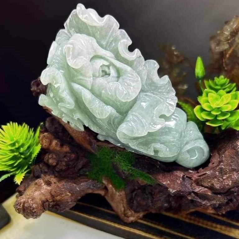 #945 Natural Translucent Burma Jadeite, Cabbage Display Piece