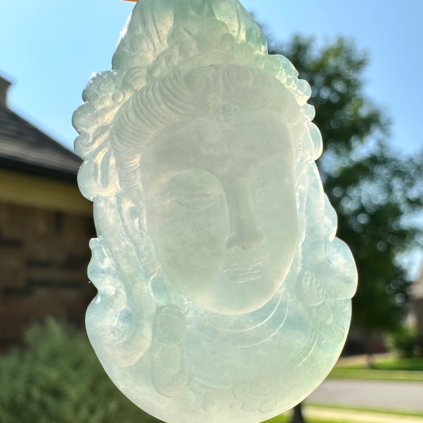 #122 Rare GIA-Certified Natural Burma Jadeite Jade Guanyin Pendant