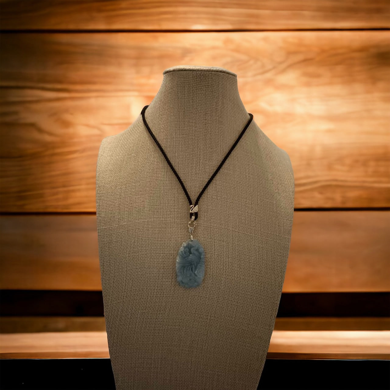#228 GIA Certified Icy Translucent Purple Blue Burma Jadeite Jade Phoenix Pendant with 18K Yellow Gold Bail