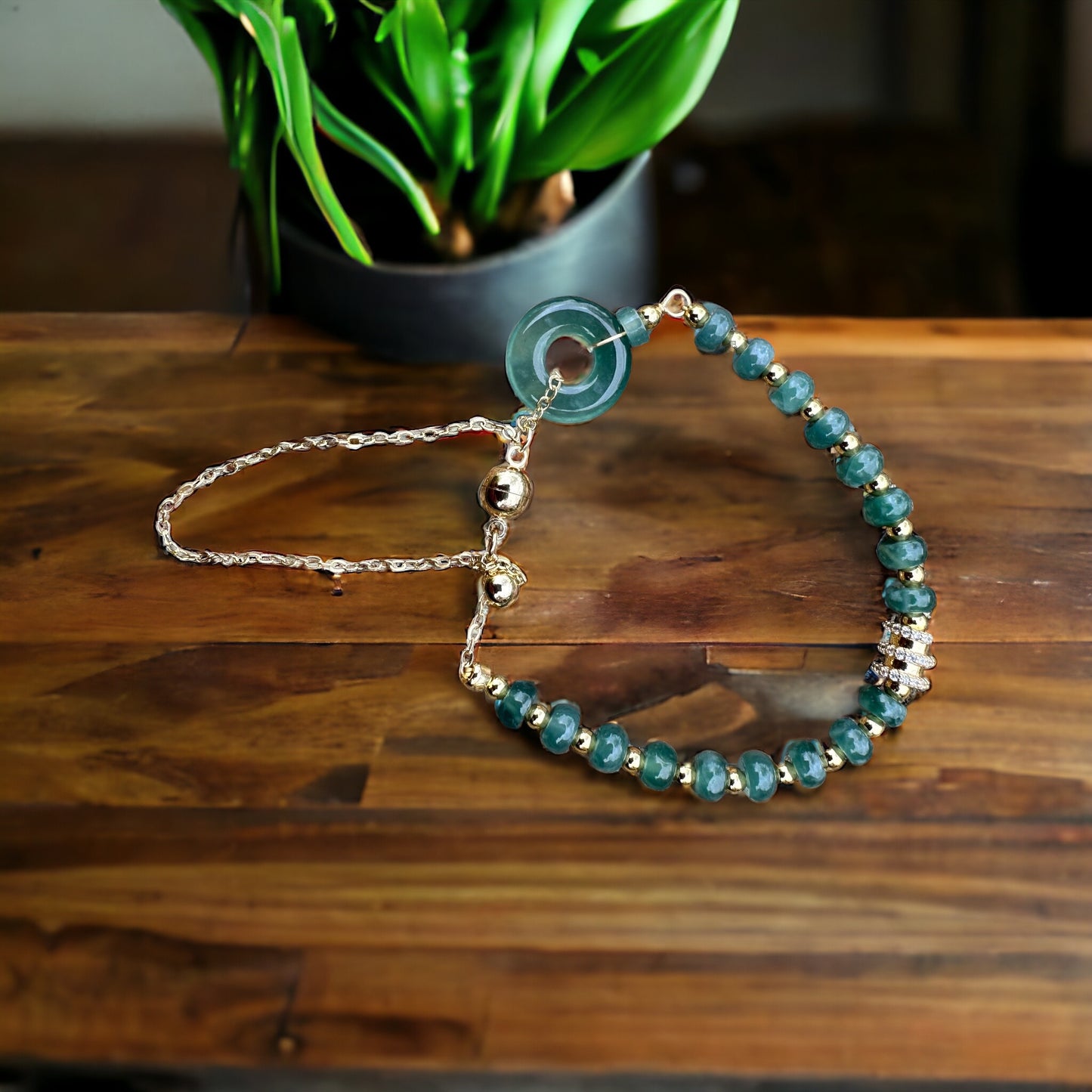#99 Mason-Kay Certified Translucent Blue Water Guatemala Jadeite Jade Designer's Bead Bracelet