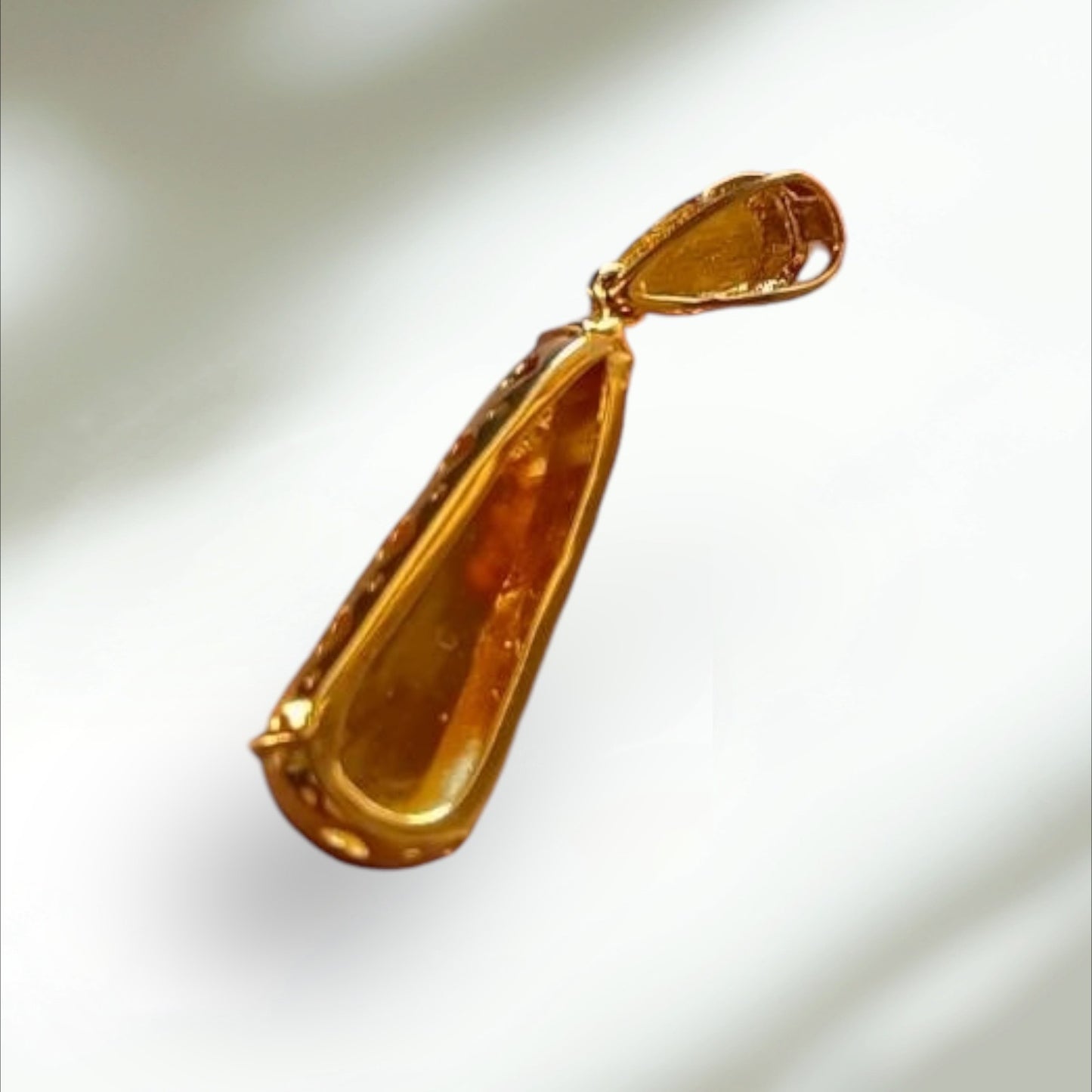 #831 GIA Certified Translucent Burma Jadeite Green Water Droplet Pendant in 18 K Yellow Gold Setting