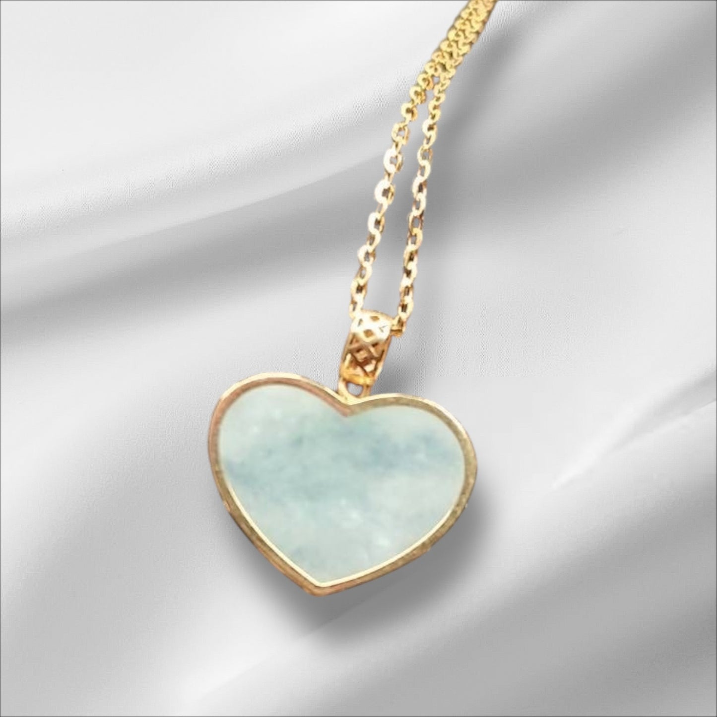 #882 Authentic Natural Translucent Burmese Jadeite Heart-Shaped Pendant