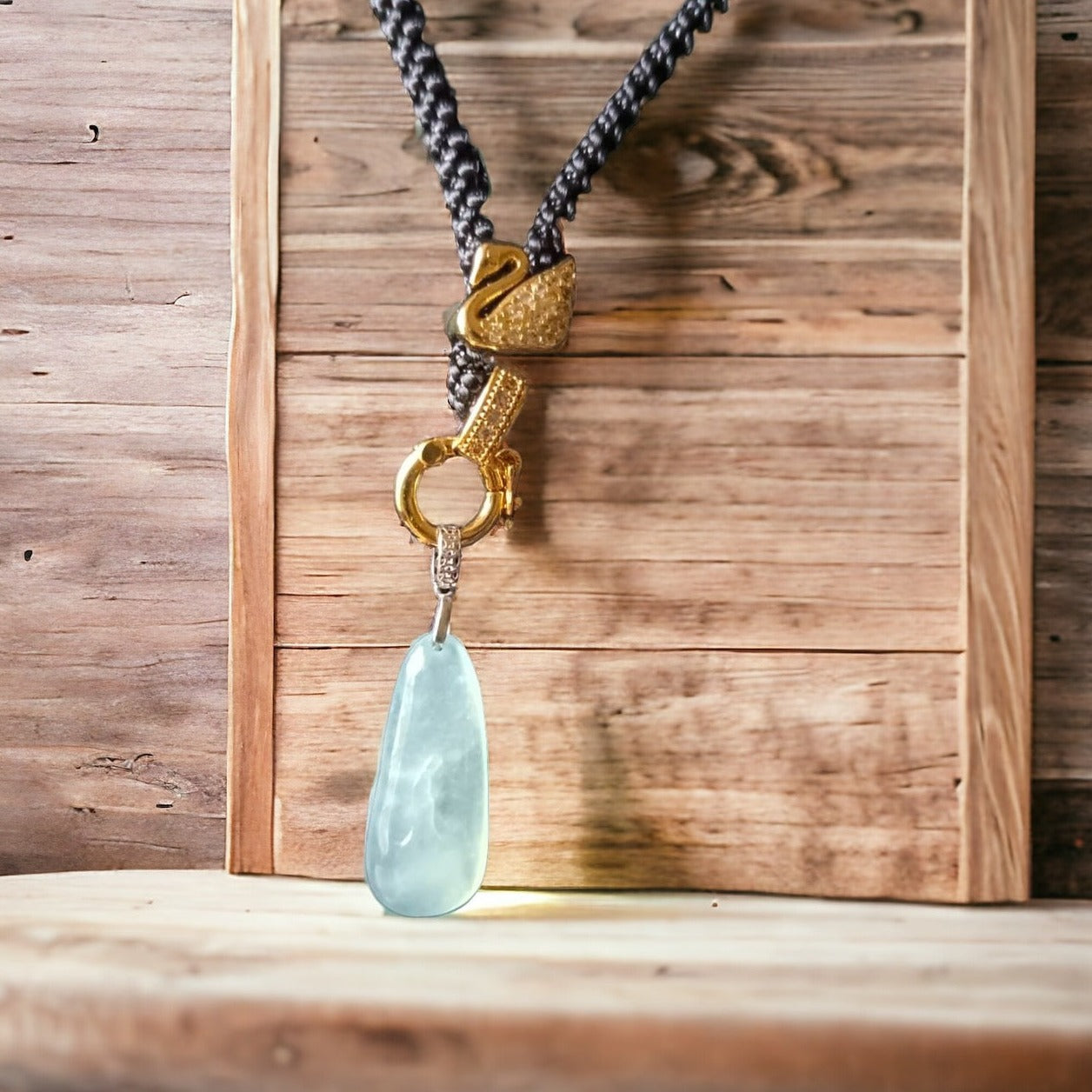 #216 GIA Certified Icy Blue Translucent Burma Jadeite Jade Enlightenment Pendant with 18K White Gold Bail