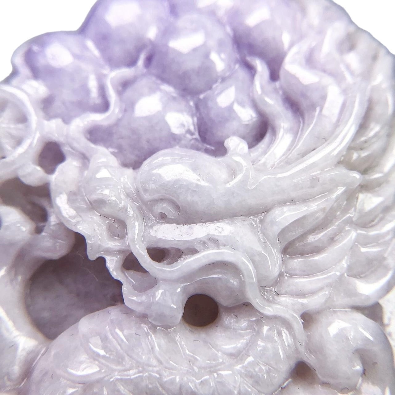#615 Natural Lavender Burma Jadeite Dragon Pendant