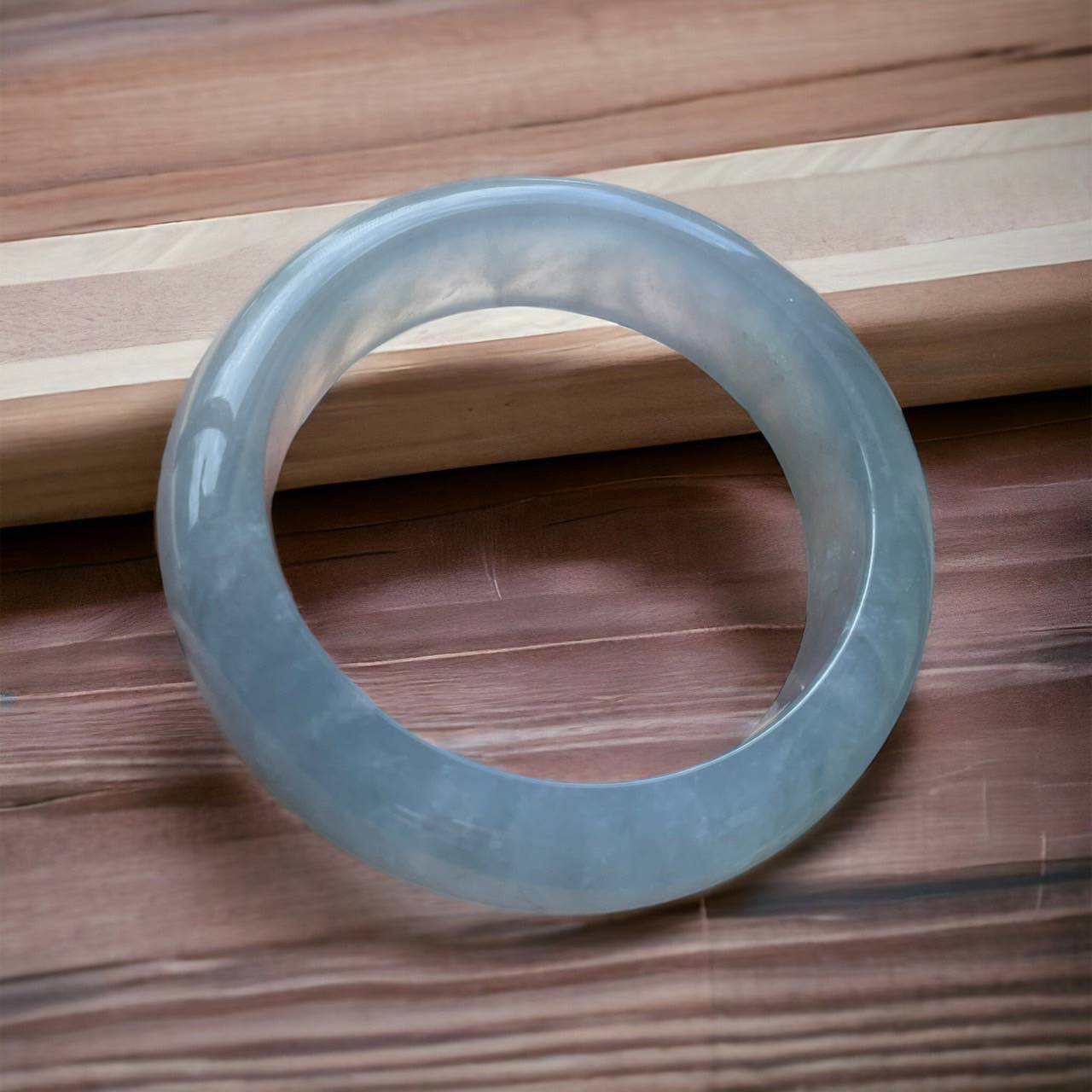 #111 GIA-Certified Natural Icy Sky Blue Burma Jadeite Jade Bangle Bracelet (58.0*18.00*10.0 mm)