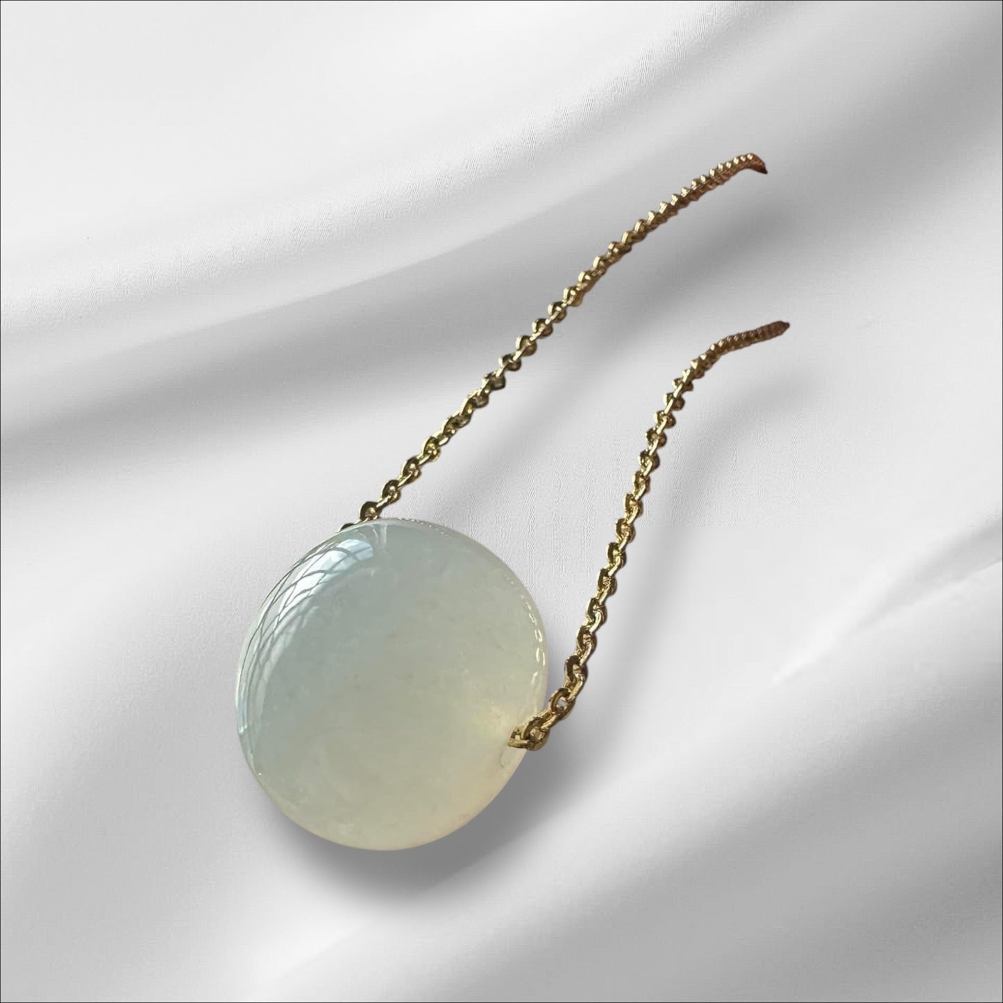 #847 AGL Certified Natural Semi-Transparent White Burma Jadeite, Rondelle Bead Necklace (15x12.7 mm)