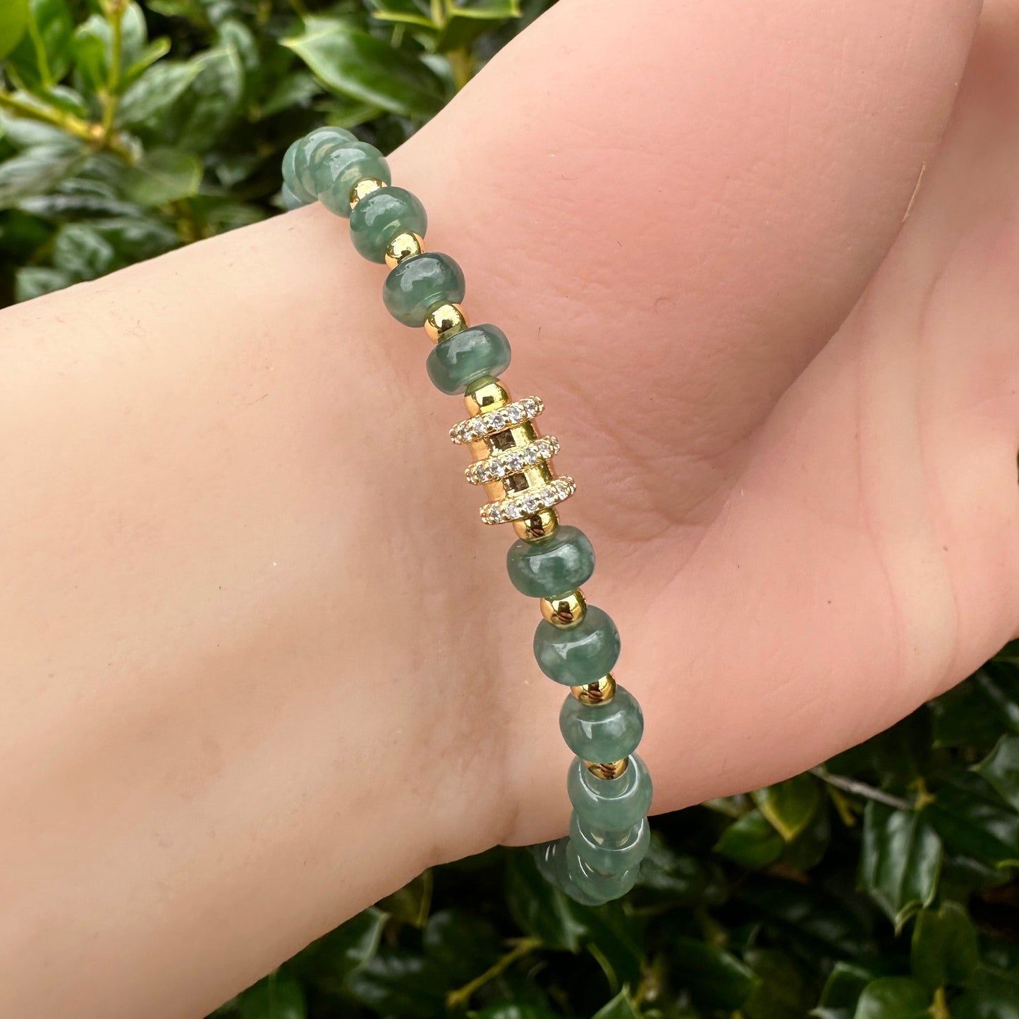 #99 Mason-Kay Certified Translucent Blue Water Guatemala Jadeite Jade Designer's Bead Bracelet