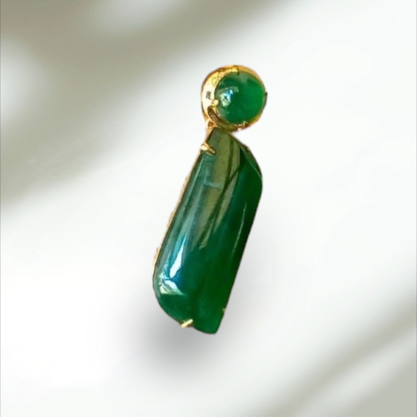 #797 AGL Certified Translucent Burma Jadeite, Green Free-Form Shape Pendant in an 18K Gold Holder