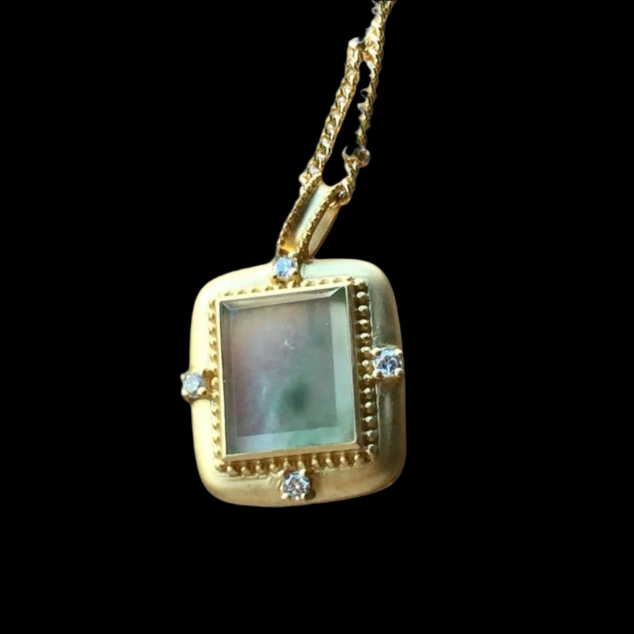 #850 AGL Certified Semi-Transparent Burma Jadeite with Floating Green, Wu Shi Pai Pendant