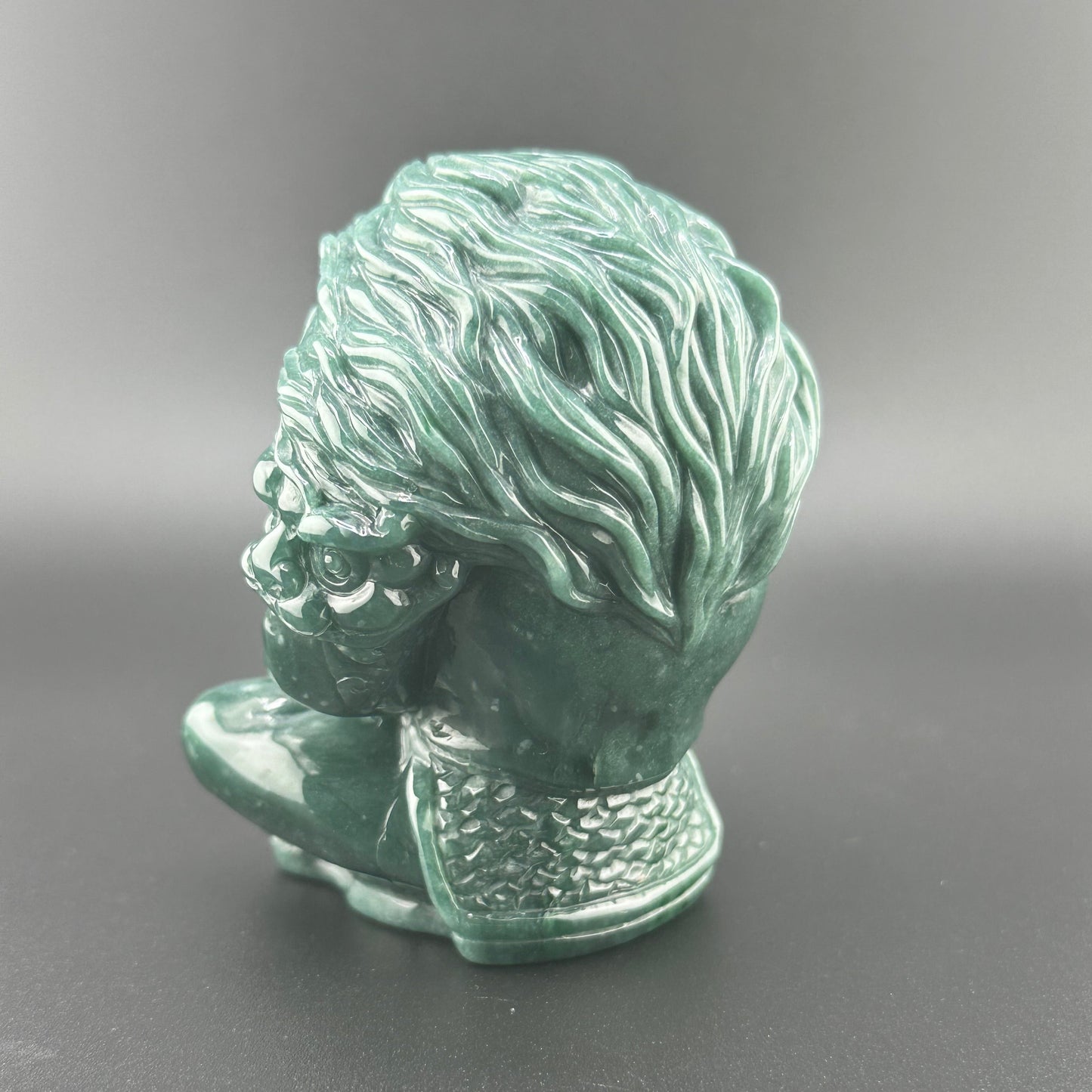 #838 Guatemala Jadeite Black Myth Wukong (Monkey King) Figurine/Sculpture
